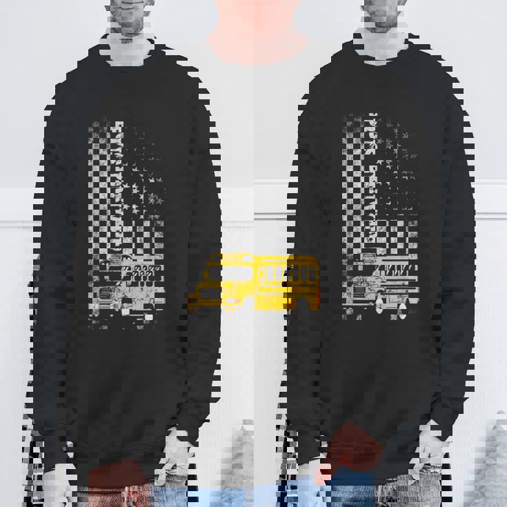 スクールバスドライバー アメリカ国旗 スクールバスドライバー用 スウェットシャツ 高齢者への贈り物