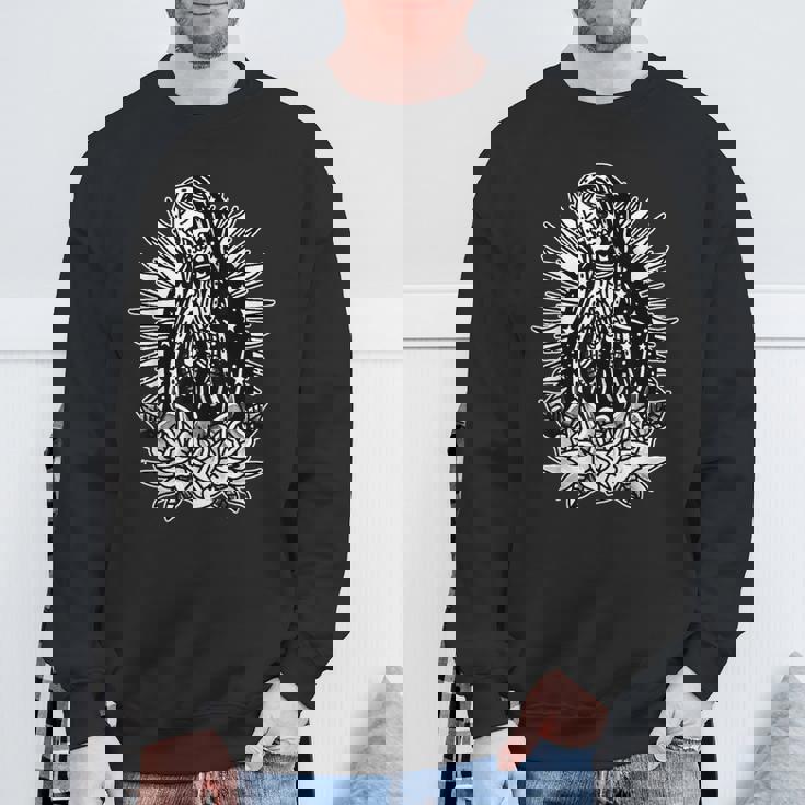 スケルトン メアリー チカーノ X バラ トラディショナル タトゥー フラッシュ スウェットシャツ 高齢者への贈り物