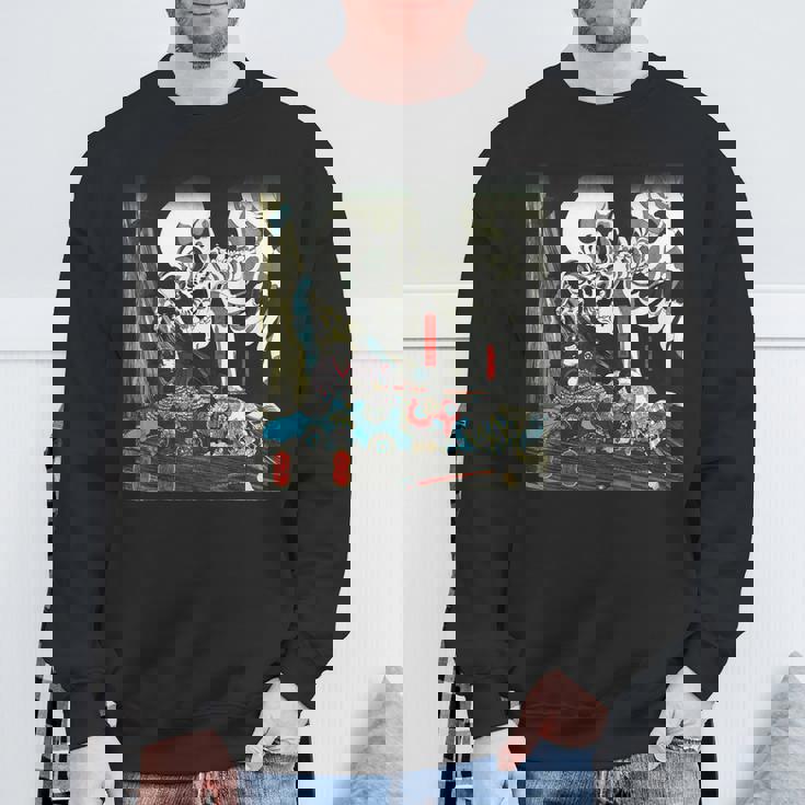 スケルトン 妖怪 歌川 国芳 日本美術 ハロウィン 相馬の古内裏 妖怪がしゃどくろと戦う大宅太郎光圀 スウェットシャツ 高齢者への贈り物