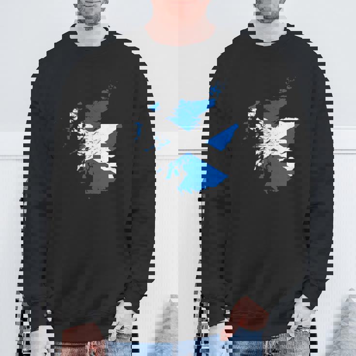 スコットランドの地図と旗の胸のロゴ スコットランドのお土産 スウェットシャツ 高齢者への贈り物