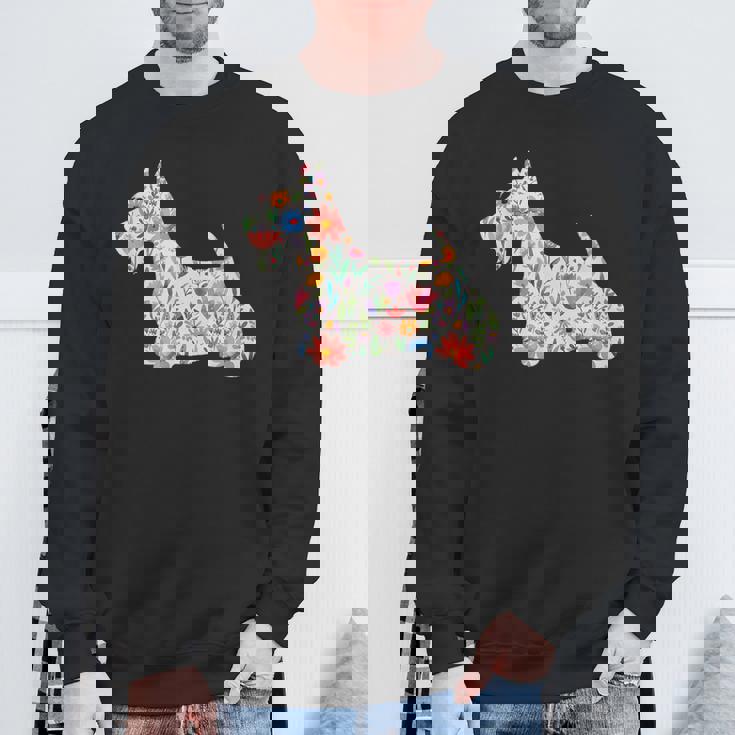 スコティッシュテリア水彩フラワーデザイン。 スウェットシャツ 高齢者への贈り物