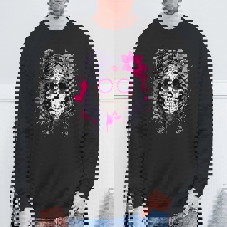 スタイリッシュなマゼンタ サクラ ムエルテ スカルデザイン Dia De Los Muertos スウェットシャツ 高齢者への贈り物