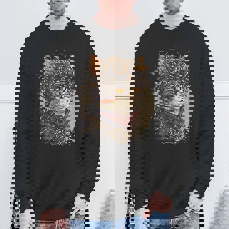 スチームパンク 猫 キティ 子猫 スチームパンク スウェットシャツ 高齢者への贈り物