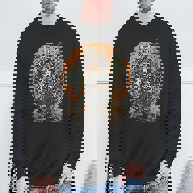 スチームパンク 猫 キティ 子猫 月 スペース スチームパンク スウェットシャツ 高齢者への贈り物