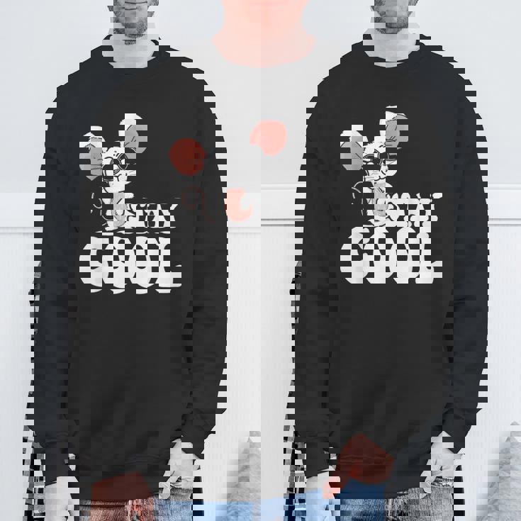 ステイ クール オーサム マウス ウェアリング サングラス 動物 ネズミ スウェットシャツ 高齢者への贈り物