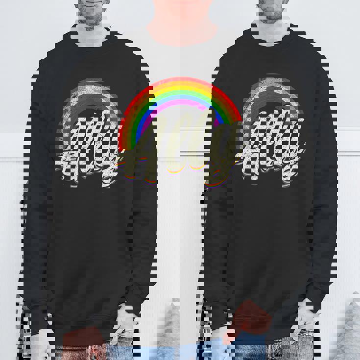 ストレートの味方、レインボーカラー、Lgbtプライド スウェットシャツ 高齢者への贈り物