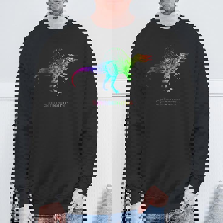 スピノサウルス 恐竜 レインボー スケルトン スウェットシャツ 高齢者への贈り物