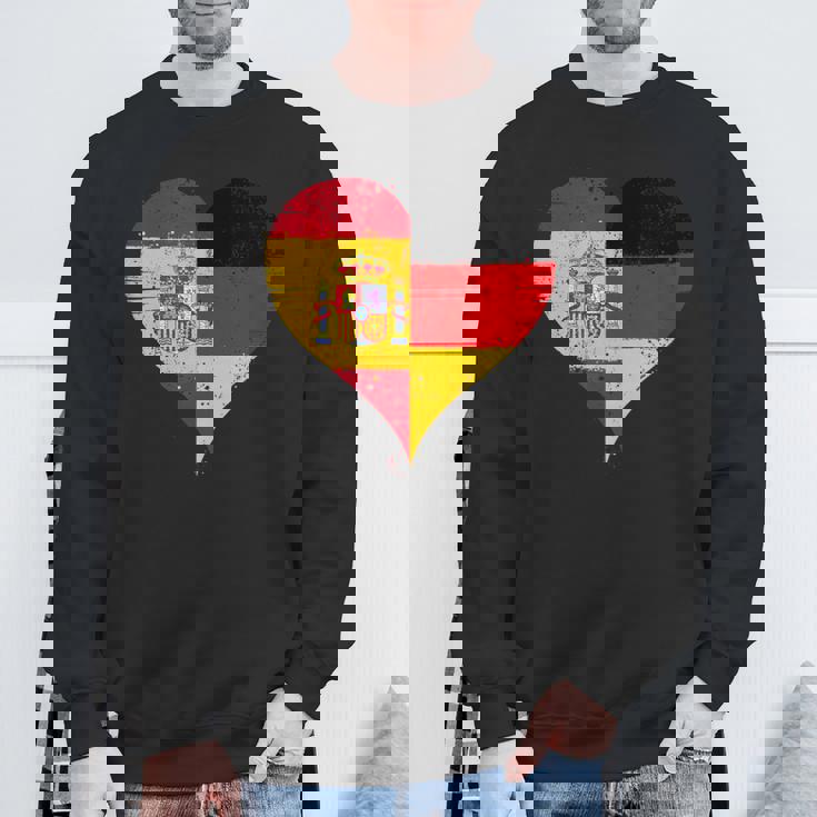 スペインとドイツのハーフaのかっこいい国旗 スペイン ドイツの国旗 Pain German Flag スウェットシャツ 高齢者への贈り物