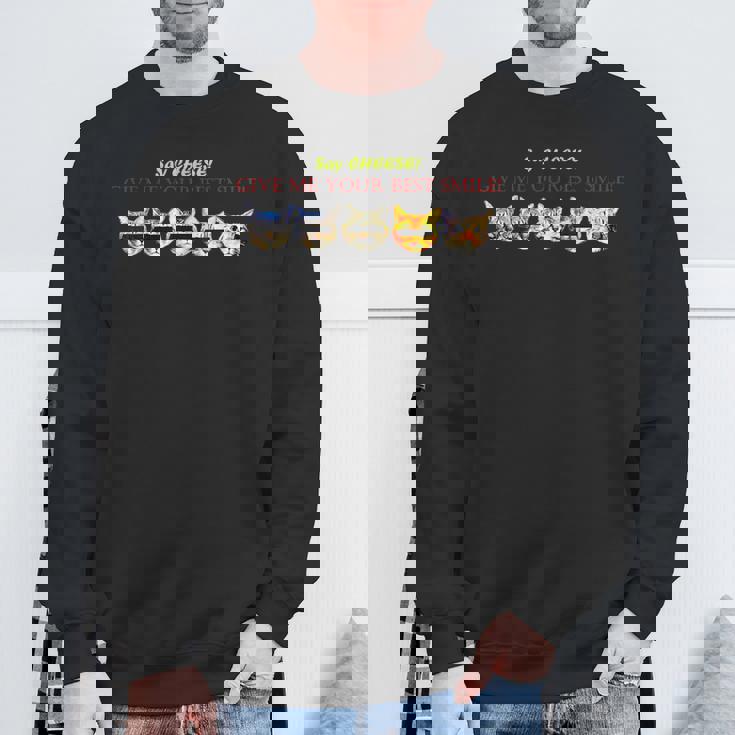 スマイル Smile 笑顔 笑う 猫 キャット Cat かわいい 面白い Cute 個性的 おしゃれ ねこ Rock スウェットシャツ 高齢者への贈り物