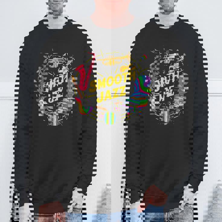 スムースジャズ カラフル 楽器 アート スウェットシャツ 高齢者への贈り物