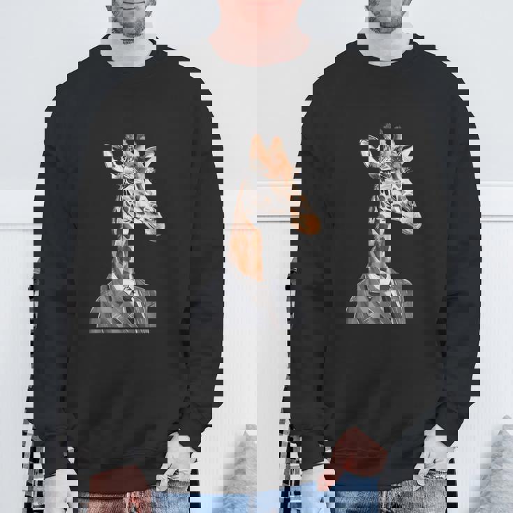 スーツ姿の面白いキリン スウェットシャツ 高齢者への贈り物