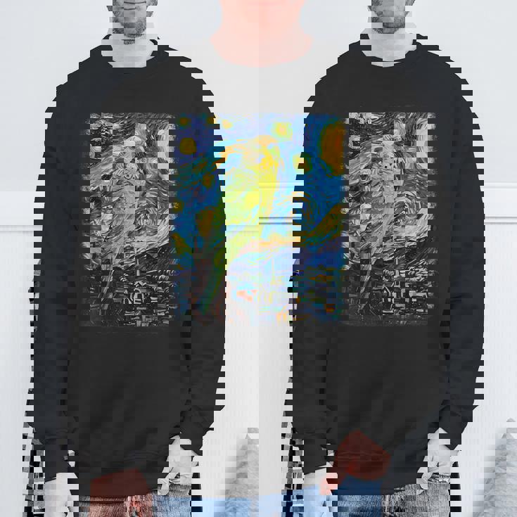 セキセイインコ オウム 鳥 星月夜 絵画 スウェットシャツ 高齢者への贈り物