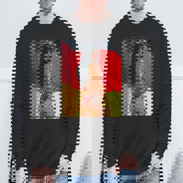 セクシーガールグラフィックtシャツ 「ビキニピンナップガール&ドイツ国旗」 スウェットシャツ 高齢者への贈り物