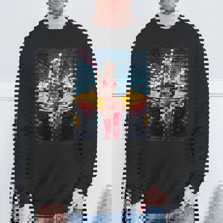 セクシーガールグラフィックtシャツ セクシーブロンドビキニモデル&車 スウェットシャツ 高齢者への贈り物