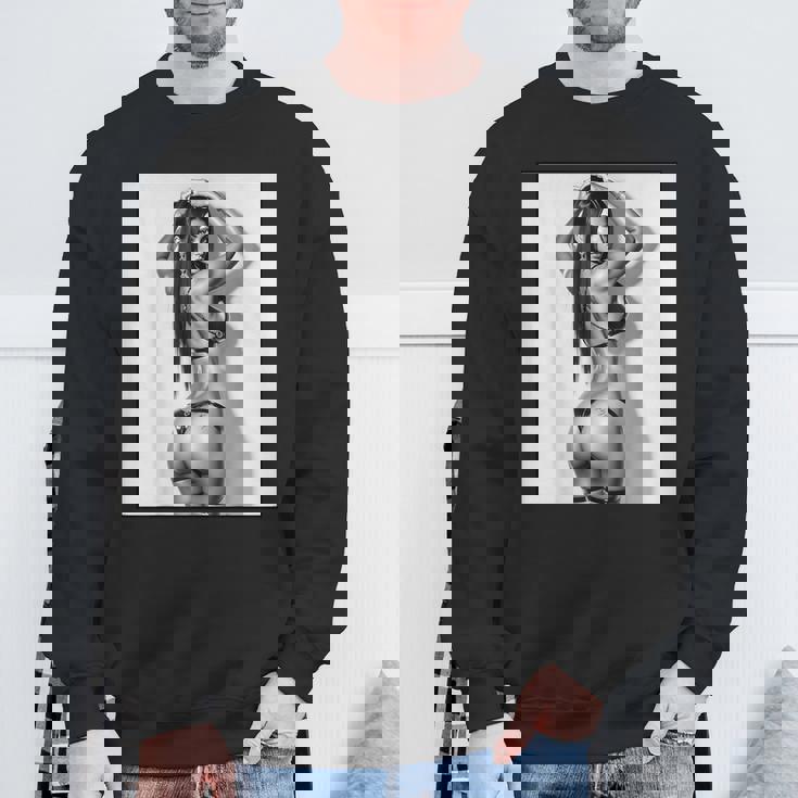 セクシーガールグラフィックtシャツ セクシーブルネットブーティーガール 3インチ B&W スウェットシャツ 高齢者への贈り物