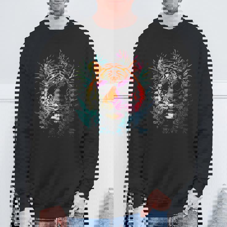 タイガーフェイス 動物好きモチーフ サングラス イラスト 虎 スウェットシャツ 高齢者への贈り物