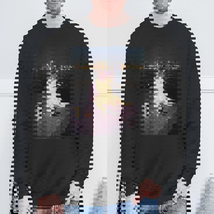 タバコ 子猫 おもしろい 喫煙 猫 ミーム バカ 脳腐 スウェットシャツ 高齢者への贈り物