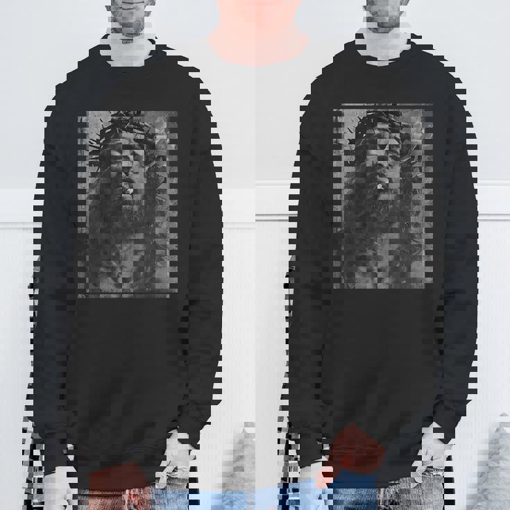 タバコを吸うクールなイエス・キリスト、反抗的なイエス・キリスト スウェットシャツ 高齢者への贈り物