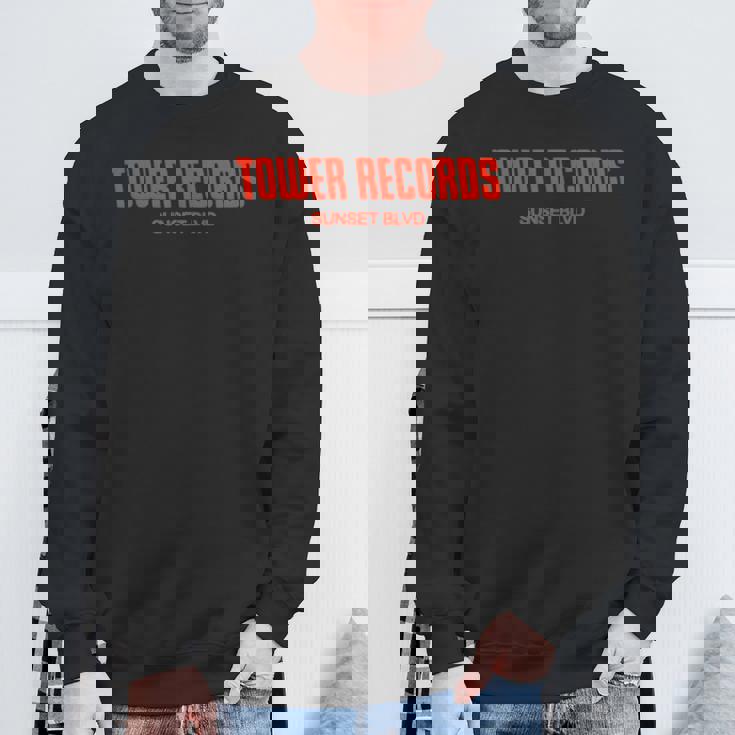 タワーレコード レトロ サンセット ブルバード ビンテージ音楽 ハリウッド 長袖tシャツ スウェットシャツ 高齢者への贈り物
