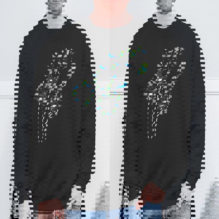 タンポポ セキセイインコの花、花セキセイインコの木 スウェットシャツ 高齢者への贈り物