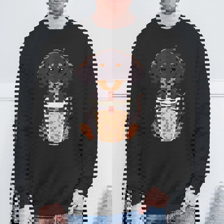 ダックスフンド ボバティー バブルティー アニメ カワイイ 犬 スウェットシャツ 高齢者への贈り物