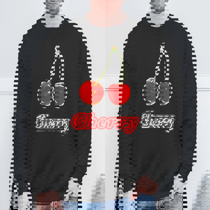 チェリー Cherry さくらんぼ 『フルーツ ポップ』果物 リアル レトロ 面白い イラスト スウェットシャツ 高齢者への贈り物