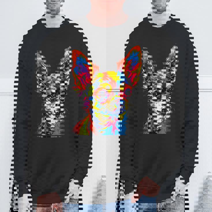 チワワ カラフル カラー ポップアート ラブ ちっちゃかわいいチワワ スウェットシャツ 高齢者への贈り物