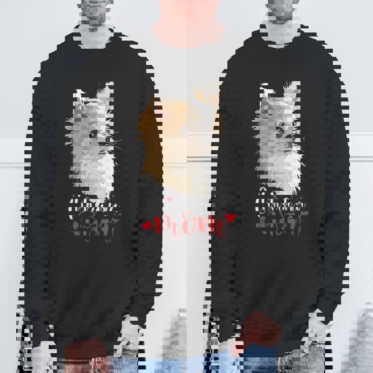 チワワ ロングヘア チワワ ロングヘア ママ ママ 犬好き スウェットシャツ 高齢者への贈り物