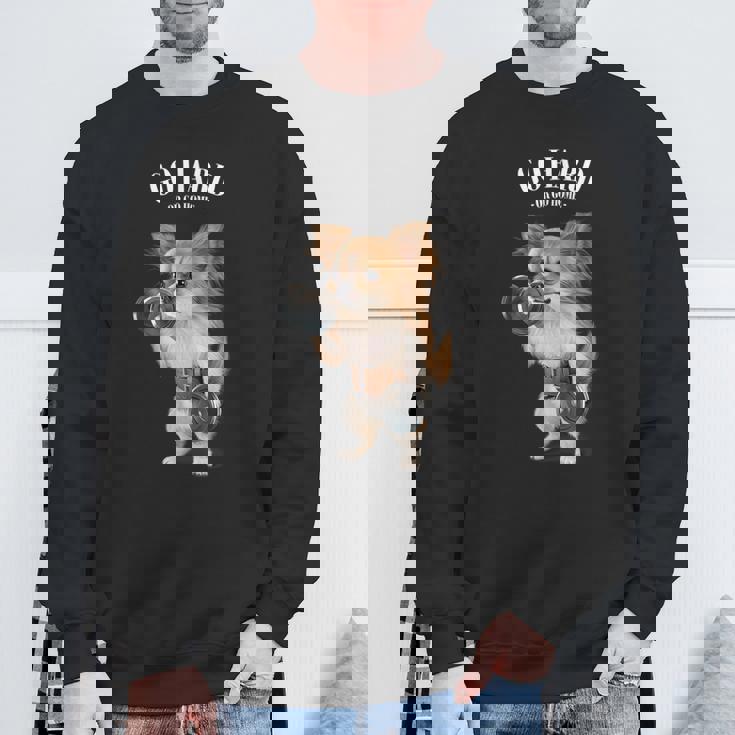 チワワ 犬の筋肉トレーニング ダンベル付き フィットネスジム スウェットシャツ 高齢者への贈り物