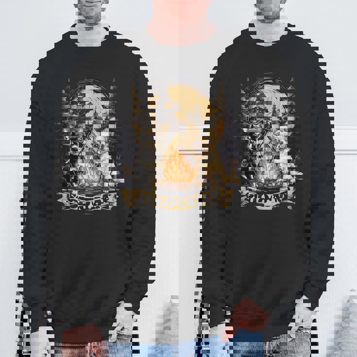 チワワ 面白いtシャツ 犬 キャンプ かわいい メンズ 子供 おもしろ 服 グッズ ネタ ソロキャンプ スウェットシャツ 高齢者への贈り物