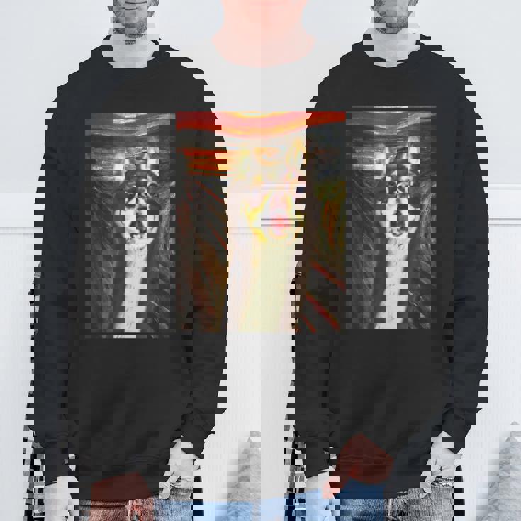 チワワ 面白いtシャツ 犬 ムンクの叫び かわいい メンズ 子供 おもしろ 服 グッズ ネタ わんこ スウェットシャツ 高齢者への贈り物