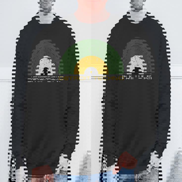 デトロイトテクノレトロルックレコード デトロイトテクノテキスト付き スウェットシャツ 高齢者への贈り物