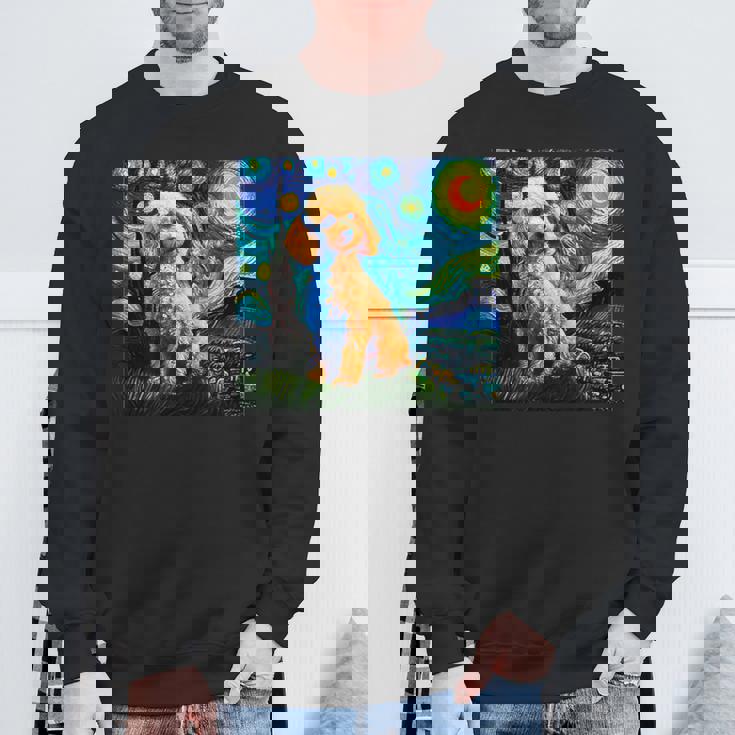 トイプードル 面白いtシャツ 犬 ゴッホ 星月夜 かわいい メンズ 子供 おもしろ 服 グッズ ネタ スウェットシャツ 高齢者への贈り物