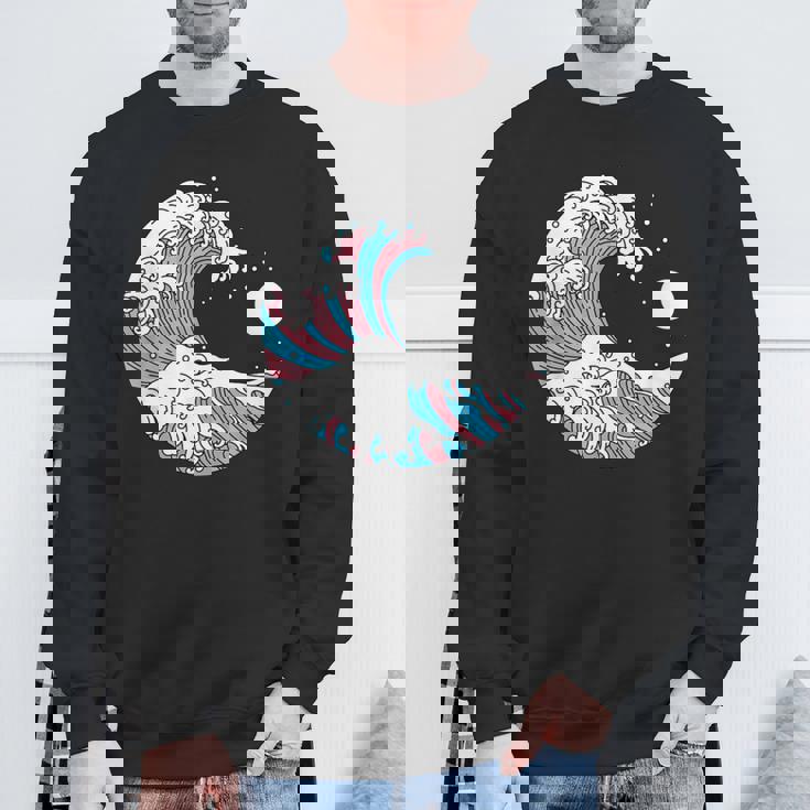 トランスジェンダー プライド Lgbtq トランスフラッグ 日本のウェーブアート Lgbt スウェットシャツ 高齢者への贈り物