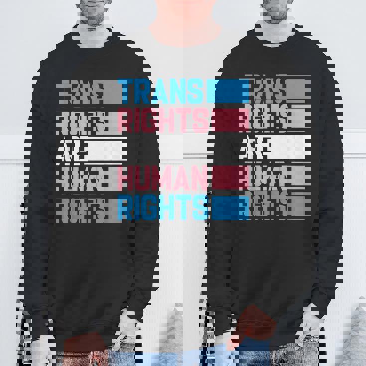 トランスライツは人権トランスジェンダープライドフラッグ スウェットシャツ 高齢者への贈り物