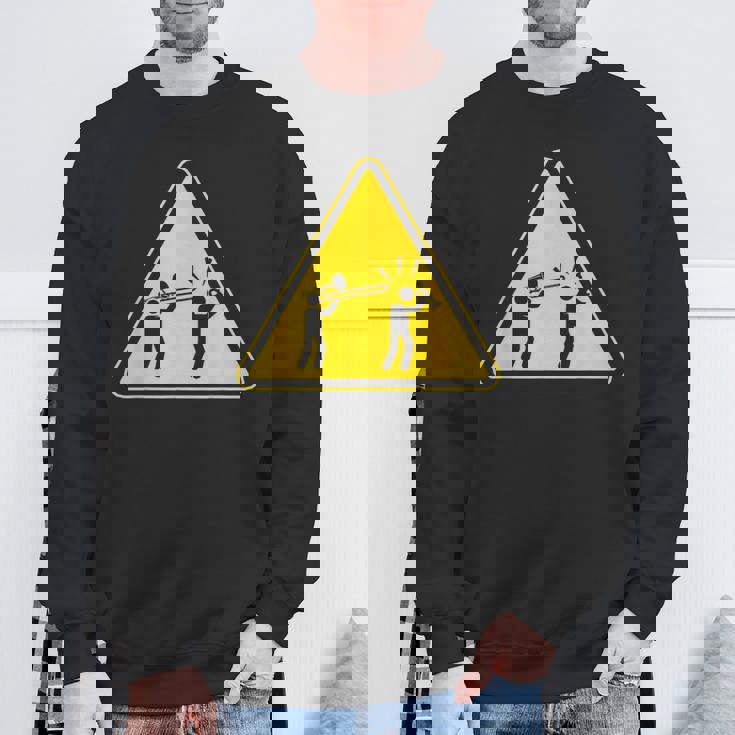 トランペット注意面白いトロンボーン奏者 スウェットシャツ 高齢者への贈り物