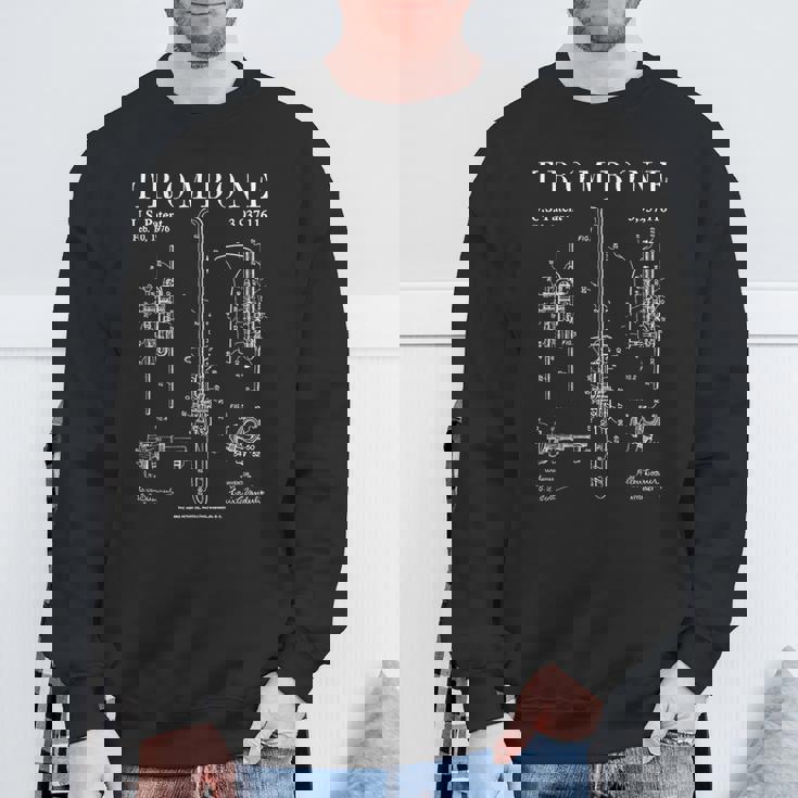 トロンボーン オールドヴィンテージ 特許図面プリント スウェットシャツ 高齢者への贈り物