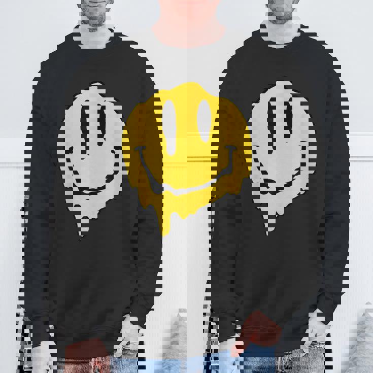 ドリッピースマイルイエロースマイルフェイスシャツ かわいい ハッピースマイルフェイス スウェットシャツ 高齢者への贈り物