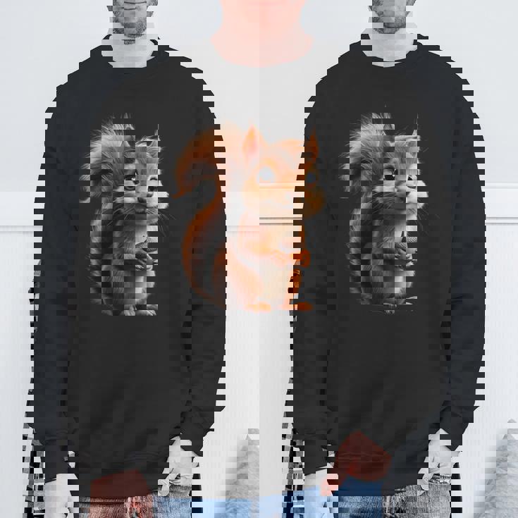 ドングリを持ったかわいいリスのデザイン スウェットシャツ 高齢者への贈り物