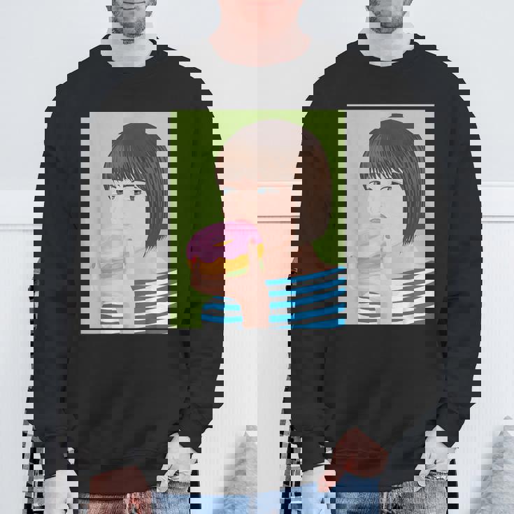 ドーナツショップ ポップアート ポートレート ロジックロックスター キュート ドーナツ ガールフレンド ドーナツ スウェットシャツ 高齢者への贈り物