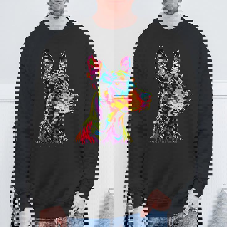 ドーベルマン ドッグ カラフル ポップアート 犬 誇り ドーベルマン スウェットシャツ 高齢者への贈り物