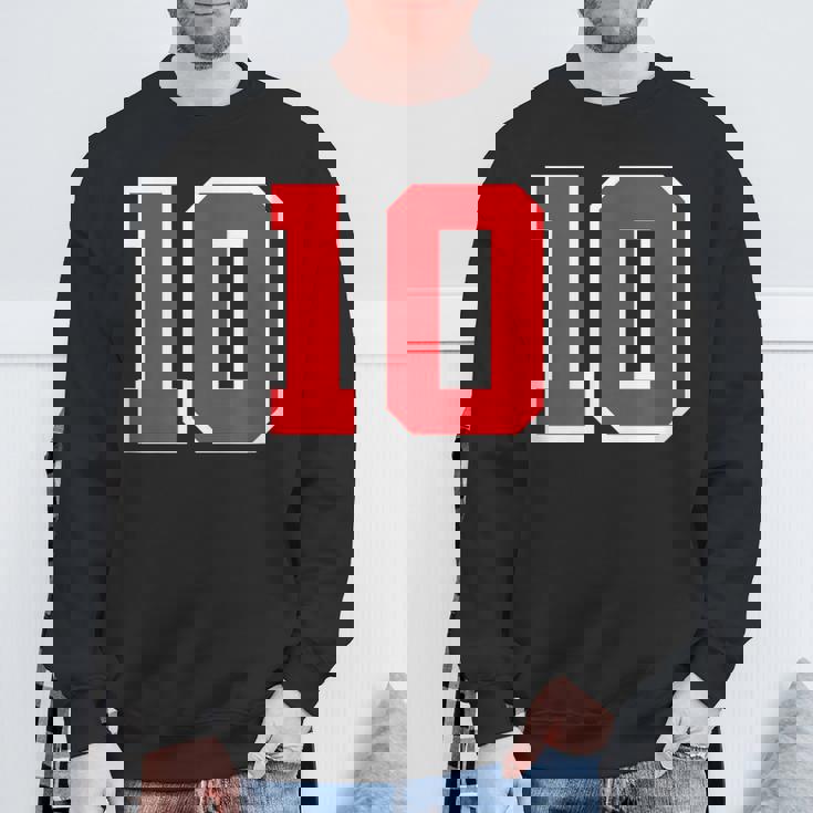 ナンバー10 スポーツジャージ 誕生日 年齢 ラッキーナンバー レッド ホワイト スウェットシャツ 高齢者への贈り物