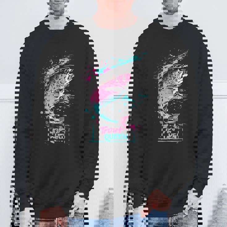 ニジマスのフライフィッシング・グラフィック トラウト・クイーン スウェットシャツ 高齢者への贈り物