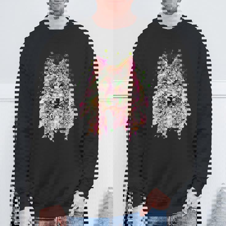 ネイティブアメリカン オオカミの頭 トライバル ボヘミアン タトゥーアート スウェットシャツ 高齢者への贈り物