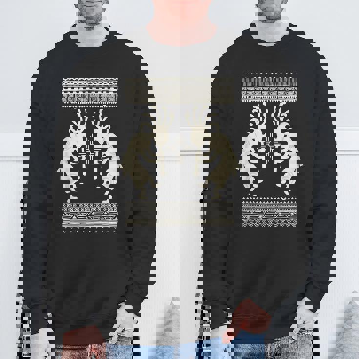 ネイティブアメリカン カルチャー ココペリ ミュージシャンボーダー 2 楽しい スウェットシャツ 高齢者への贈り物