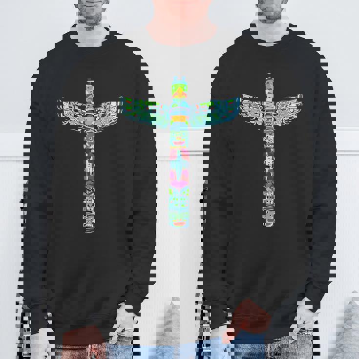 ネイティブアメリカン トーテムポール カラフル サンダーバードデザイン スウェットシャツ 高齢者への贈り物