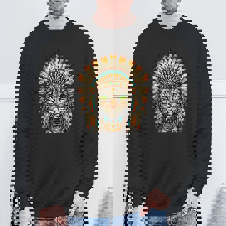 ネイティブインディアン 猫 子猫 ネイティブアメリカン インディアンフェザー スウェットシャツ 高齢者への贈り物