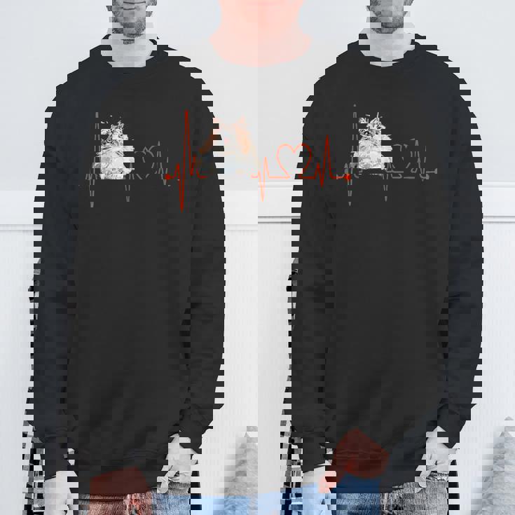 ノルウェージャンフォレストキャットハートビートekg ファニーアイラブマイキャット スウェットシャツ 高齢者への贈り物