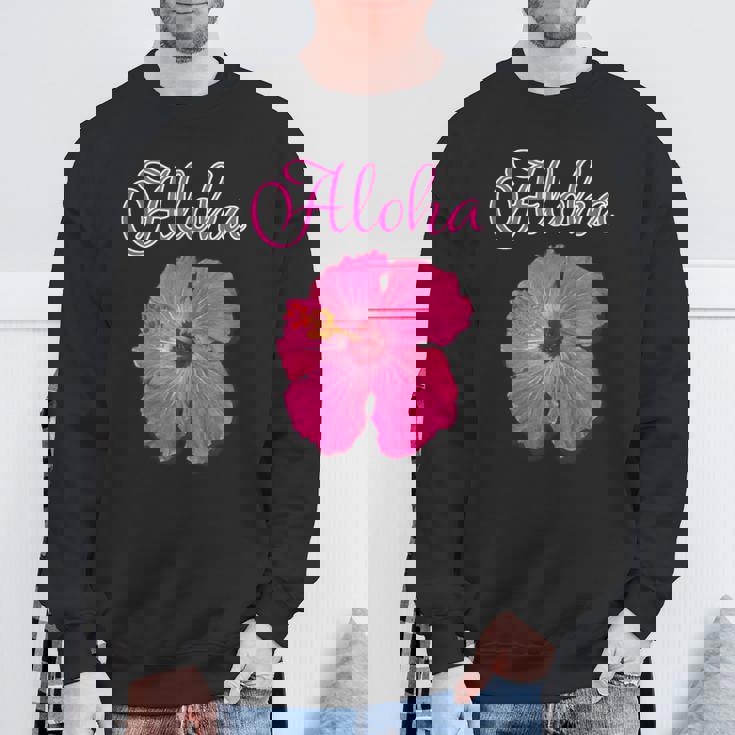 ハイビスカス Aloha アロハ《赤》（ハワイ・南国・フラダンス）夏【ビューティフル フラワー】キュート デザイン スウェットシャツ 高齢者への贈り物