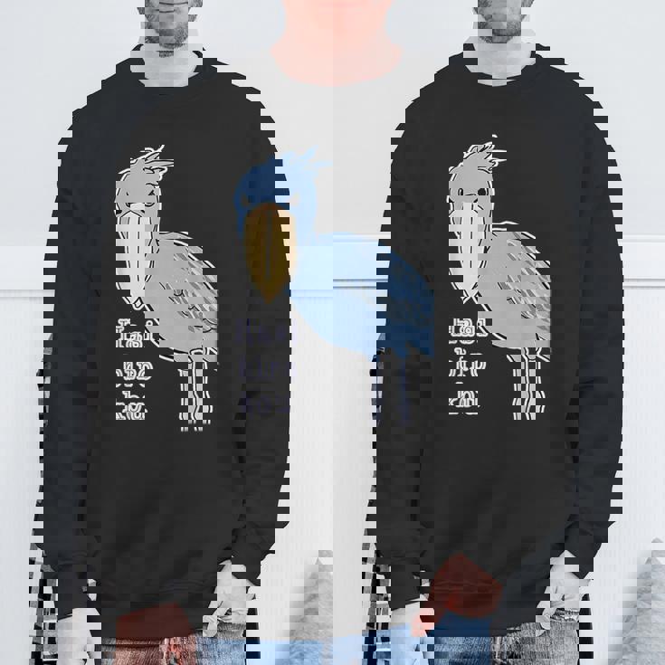 ハシビロコウさん『ビッグ プリント』青い鳥【どうぶつフレンズ】ゆるくて かわいい 動物園の生き物 イラスト スウェットシャツ 高齢者への贈り物